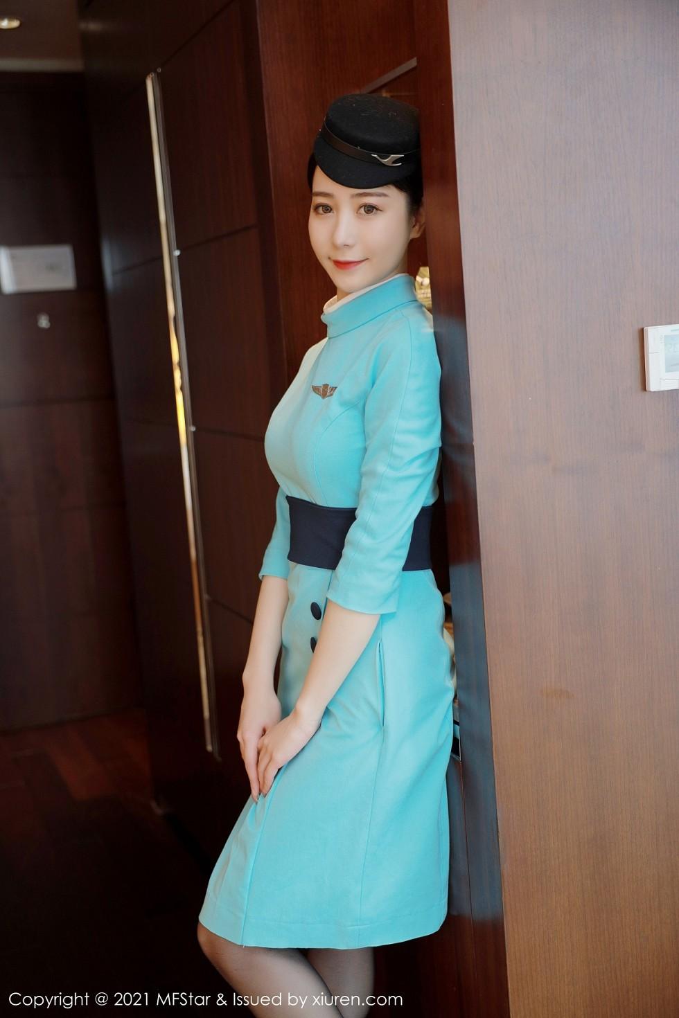 Shuishui's Private Collection: Elegant Flight Attendant Uniform, Black Silk Stockings, Curvy Buttocks Showcase, Stunning Photos 68P 4