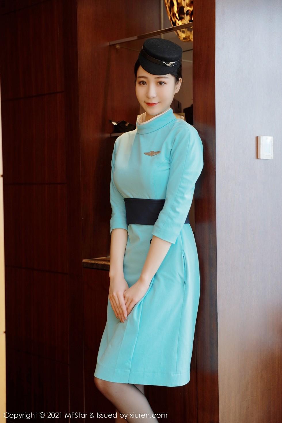 Shuishui's Private Collection: Elegant Flight Attendant Uniform, Black Silk Stockings, Curvy Buttocks Showcase, Stunning Photos 68P 6