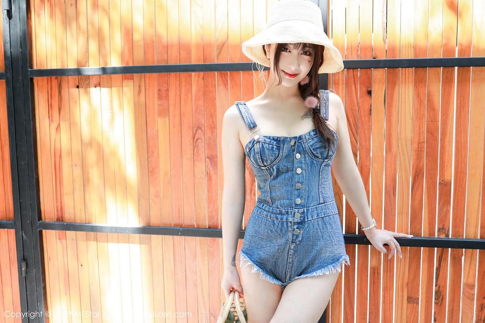 Betty Lin Zixin Japan travel photoshoot denim jumpsuit vacuum exposed magnificent breasts stunning photos 57P 5